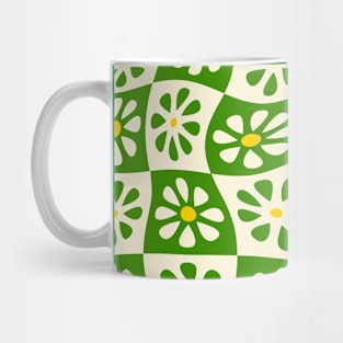 Kelly Green Wavy Floral Checkers Mug